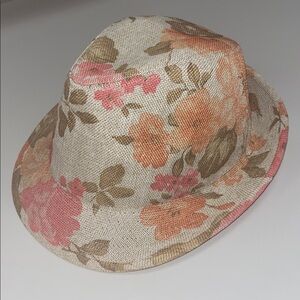 D&Y Floral Fedora Hat one size preowned Fall colors